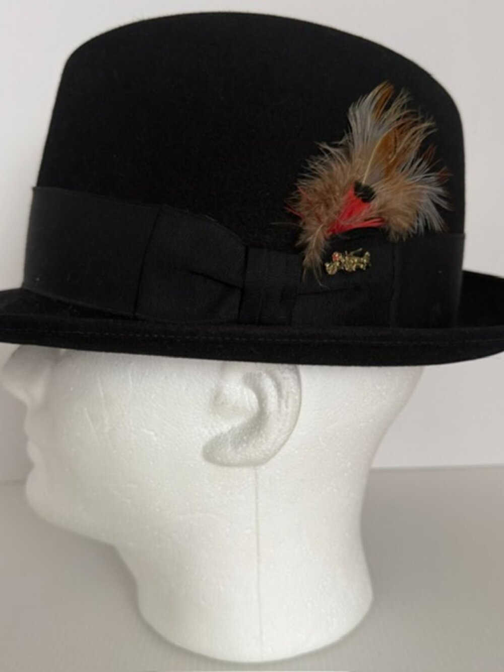 Men's Fedora Hat Golden Coach By Dobbs Black Fur Felt Size 59 7&3/8